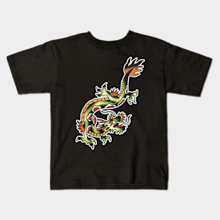 Traditional Twisting Dragon Tattoo Design Kids T-Shirt